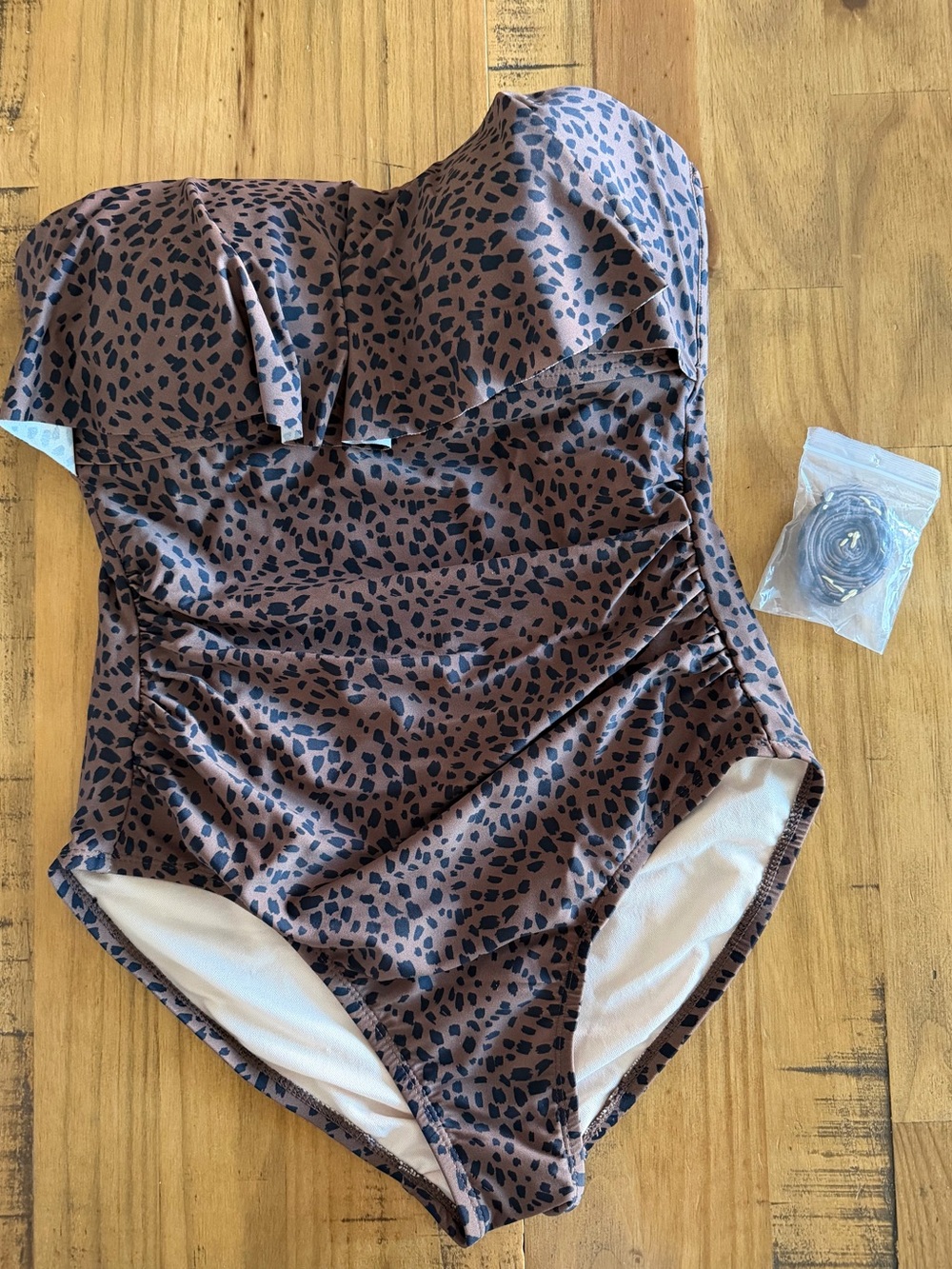 Kona Sol Brown Leopard Print One-Piece Swimsuit